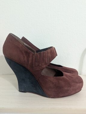Marni Suede Mary Jane Platform Wedge Heels